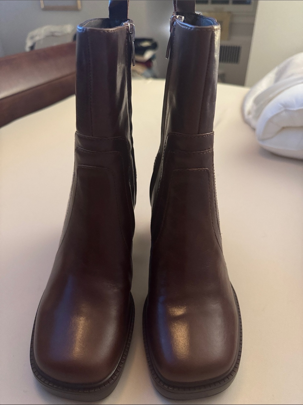 Men's Brown Leather Zip-Up Ankle Boots